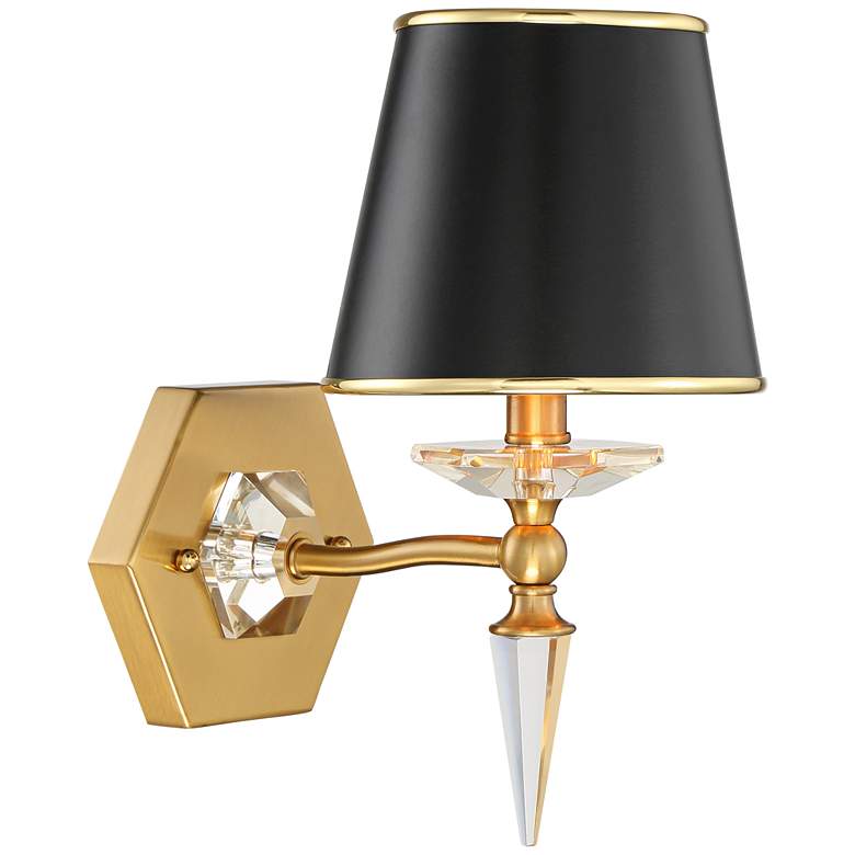 Image 5 Manhattan 13" High Black and Brass Crystal Wall Sconce Set of 2 more views