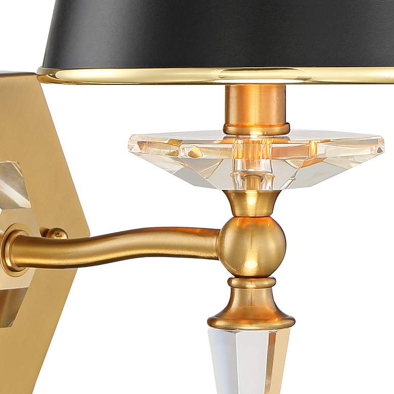 Image 3 Manhattan 13" High Black and Brass Finish Wall Sconce with Crystal more views