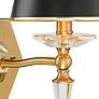 Manhattan 13" High Black and Brass Finish Wall Sconce with Crystal
