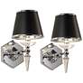 Manhattan 13" High Black and Chrome Crystal Wall Sconce Set of 2