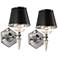 Manhattan 13" High Black and Chrome Crystal Wall Sconce Set of 2