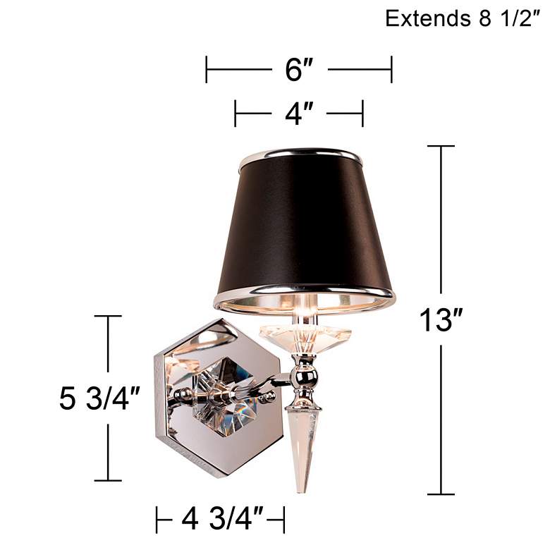 Image 7 Manhattan 13 inch High Black and Chrome Crystal Wall Sconce Set of 2 more views