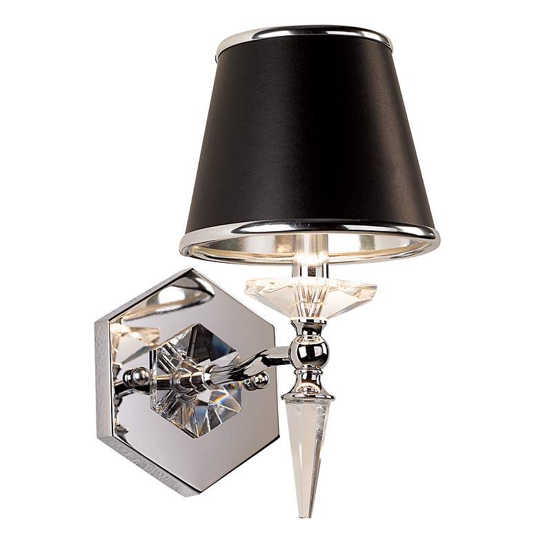 Image 3 Manhattan 13" High Black and Chrome Crystal Wall Sconce
