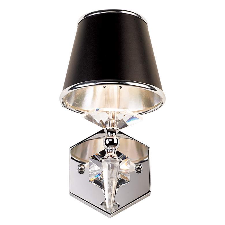 Image 6 Manhattan 13 inch High Black and Chrome Crystal Wall Sconce more views