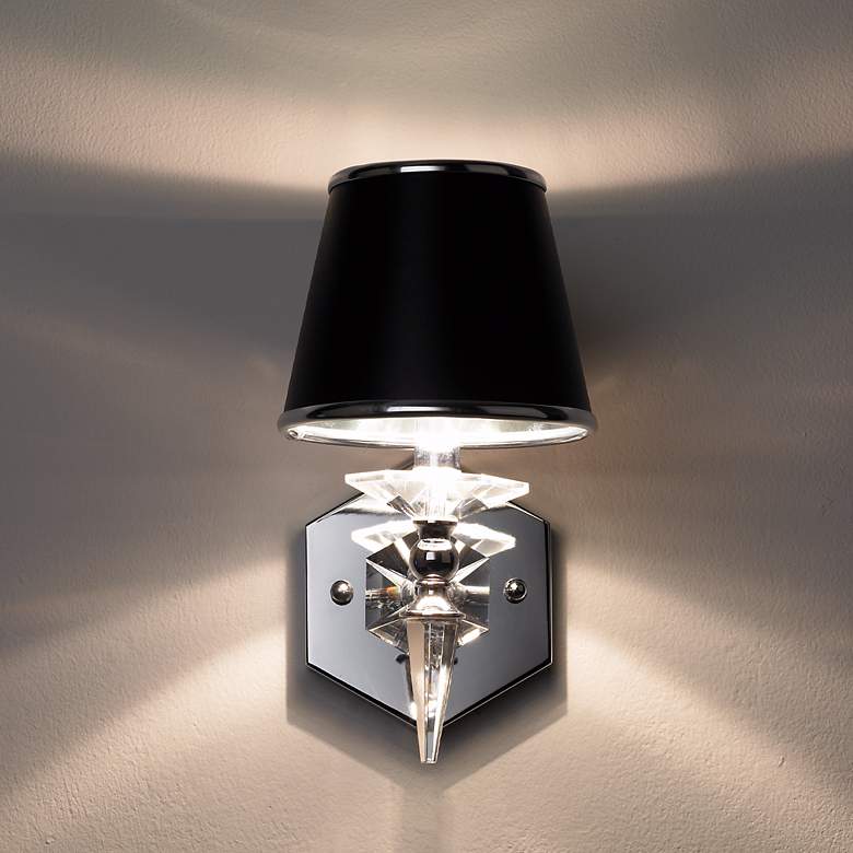 Image 7 Manhattan 13" High Black and Chrome Crystal Wall Sconce more views
