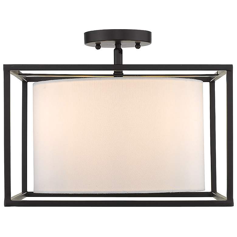 Image 2 Manhattan 14 1/2" Matte Black 3-Light Semi-Flush With Modern White Sha more views