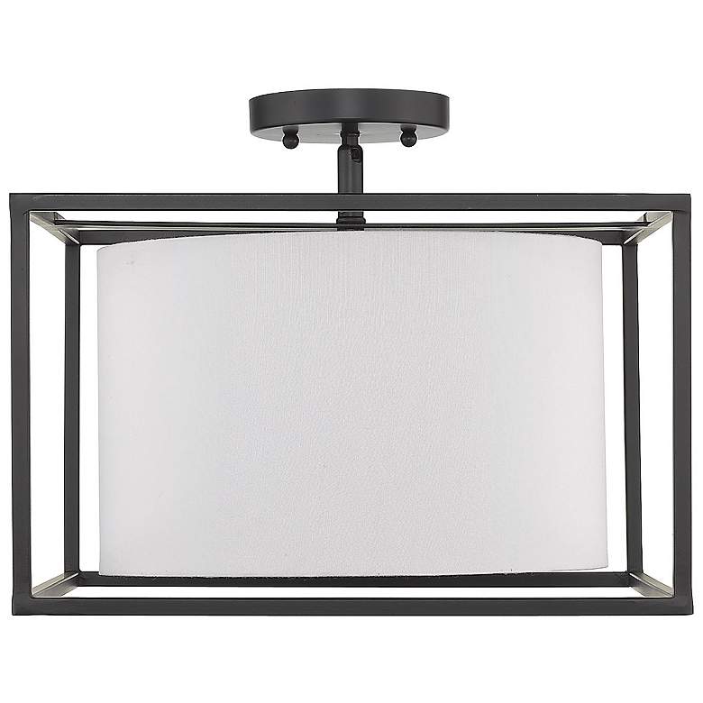 Image 3 Manhattan 14 1/2" Matte Black 3-Light Semi-Flush With Modern White Sha more views