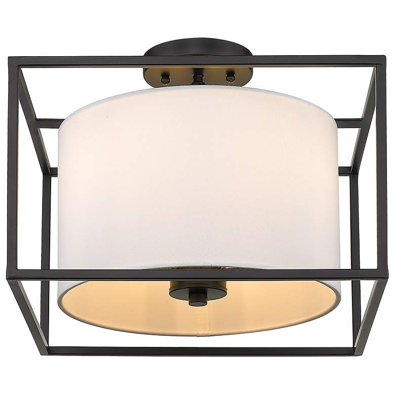 Image 4 Manhattan 14 1/2" Matte Black 3-Light Semi-Flush With Modern White Sha more views