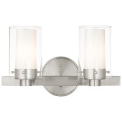 Manhattan 2-Light 8.75-in Brushed Nickel Cylinder Vanity Light