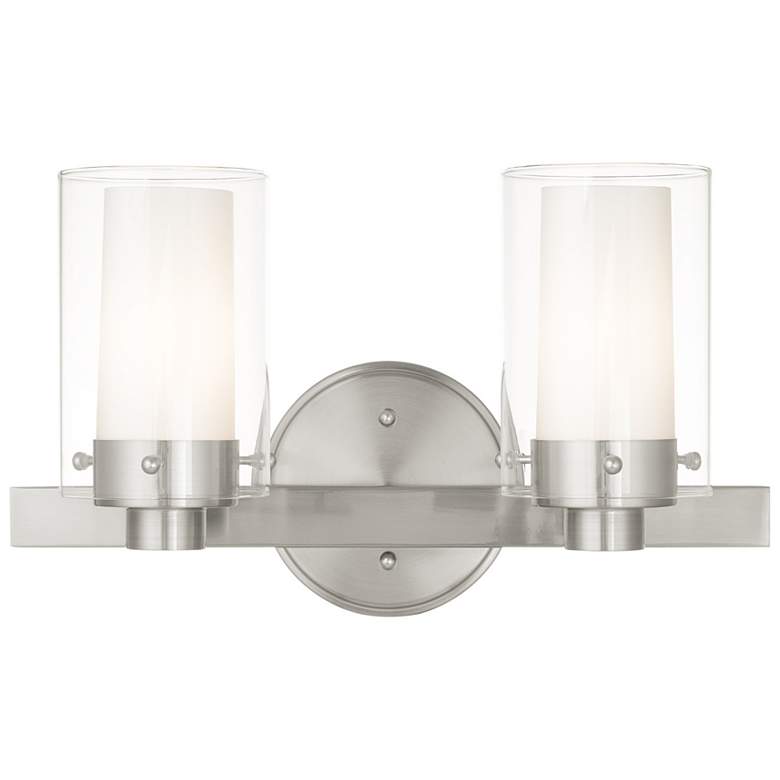 Image 1 Manhattan 2-Light 8.75-in Brushed Nickel Cylinder Vanity Light