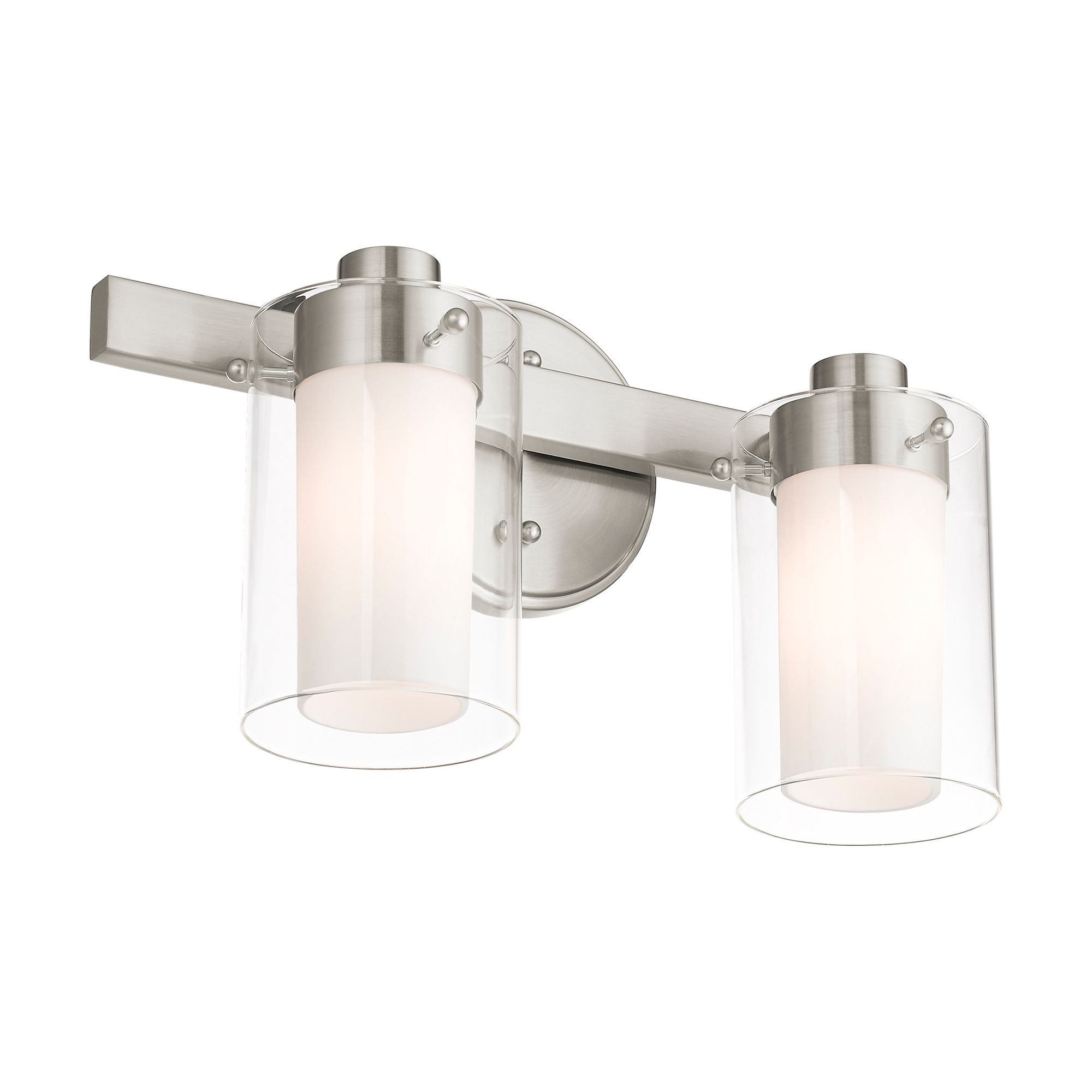 Manhattan 2-Light 8.75-in Brushed Nickel Cylinder Vanity Light