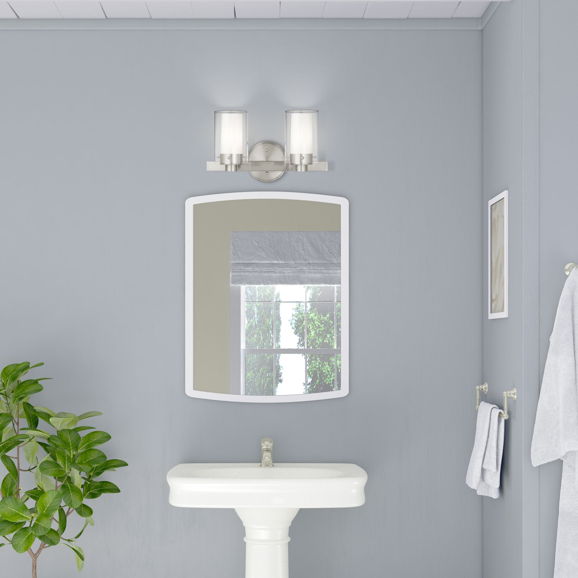 Manhattan 2-Light 8.75-in Brushed Nickel Cylinder Vanity Light