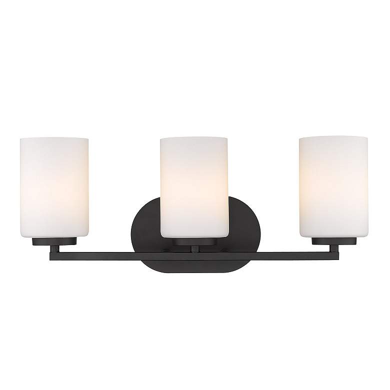 Image 2 Manhattan 20" Wide Matte Black 3-Light Vanity Bath Light more views