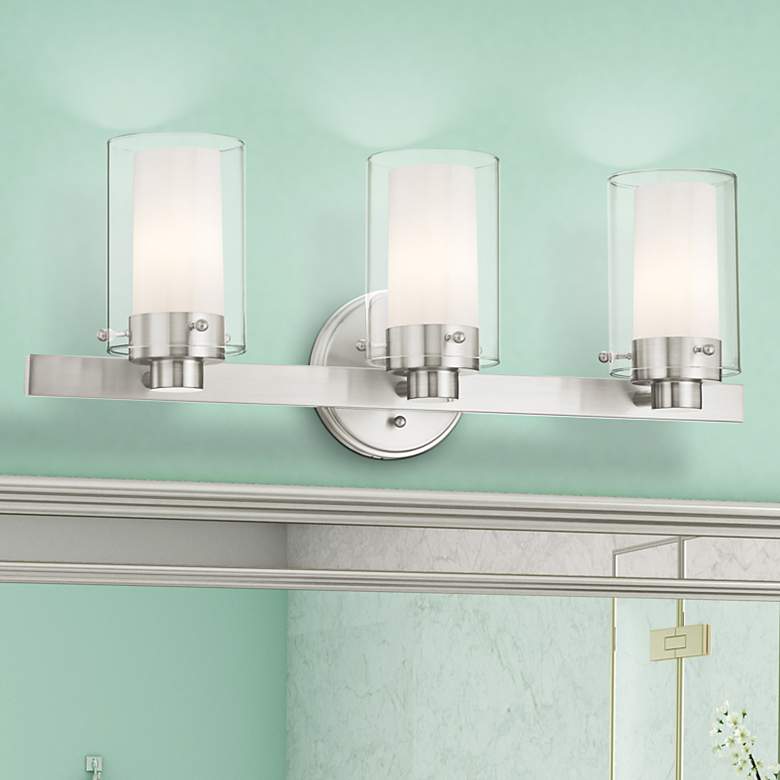 Image 1 Manhattan 22 1/2" Wide Brushed Nickel 3-Light Bath Light