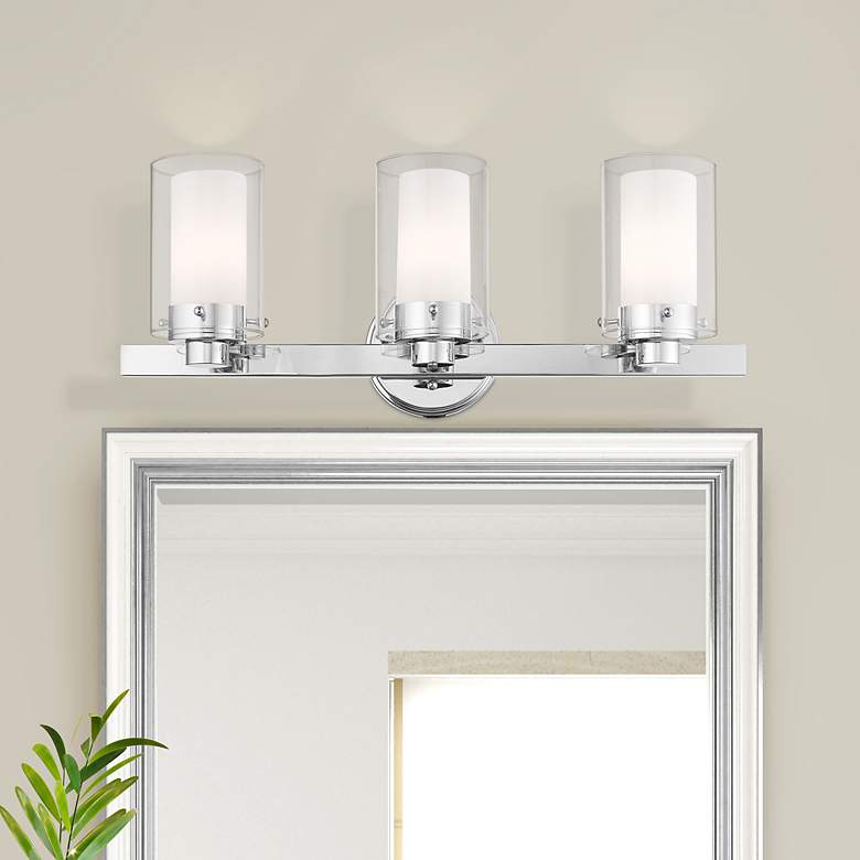 Image 1 Manhattan 22 1/2"W Polished Chrome 3-Light Vanity Bath Light