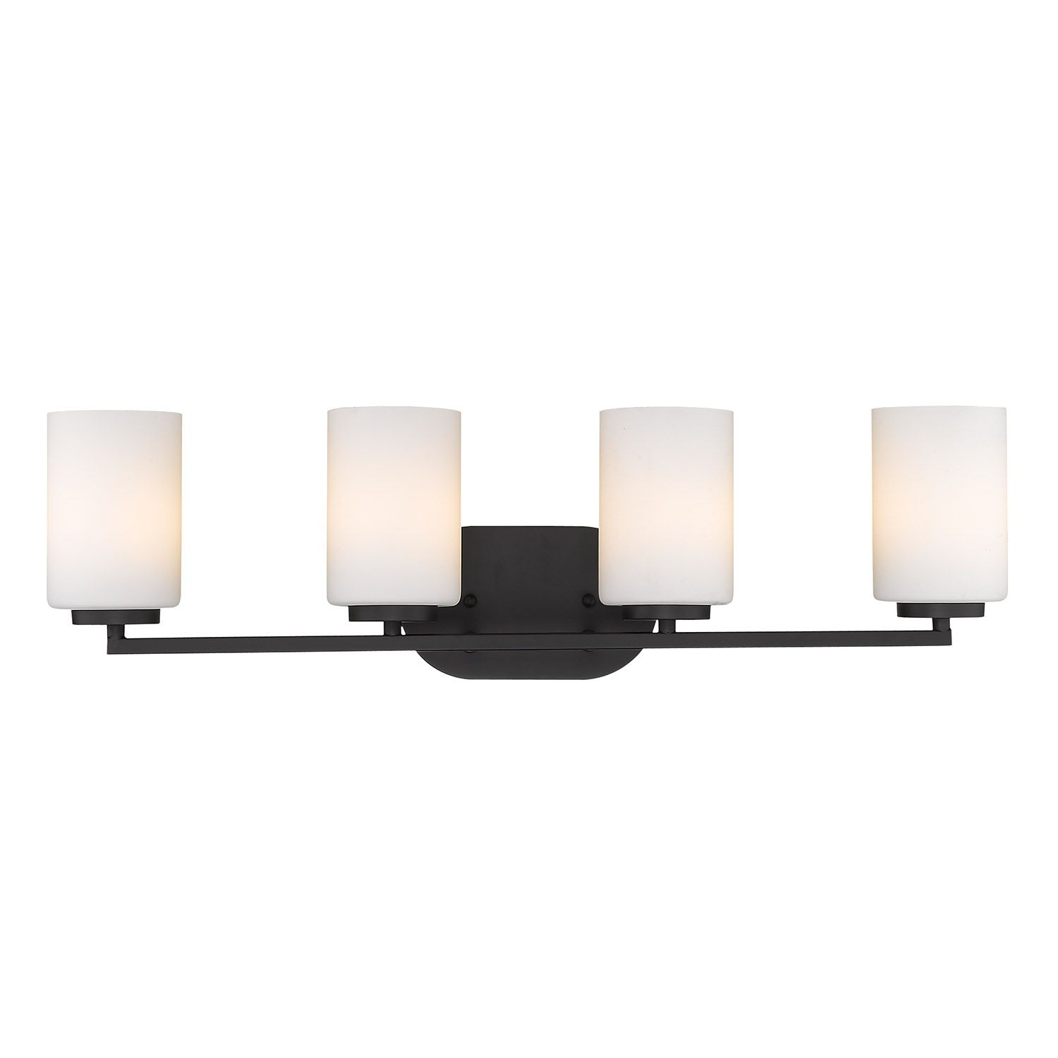 Image 2 Manhattan 27 1/2" Wide 4-Light Vanity Light in Matte Black with Opal more views