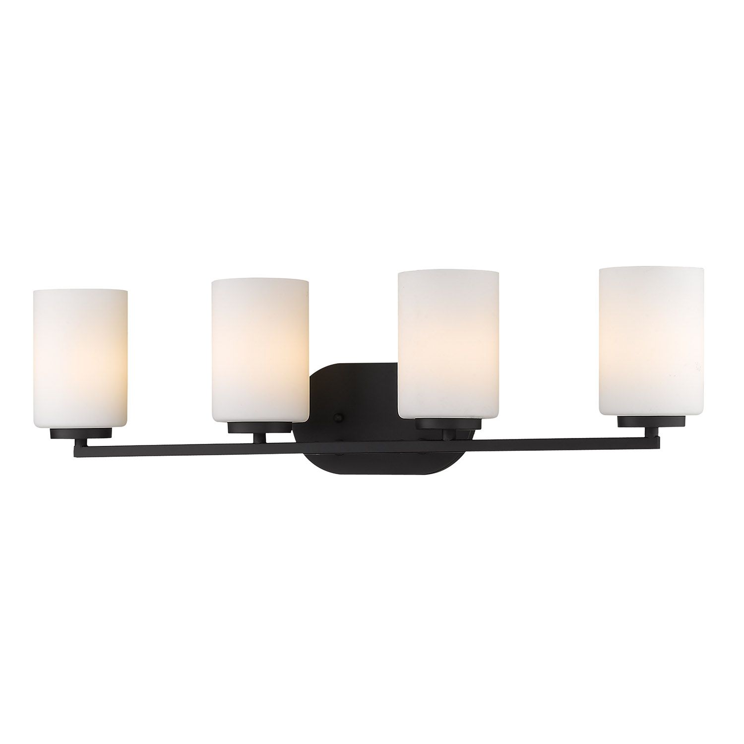 Image 3 Manhattan 27 1/2" Wide 4-Light Vanity Light in Matte Black with Opal more views