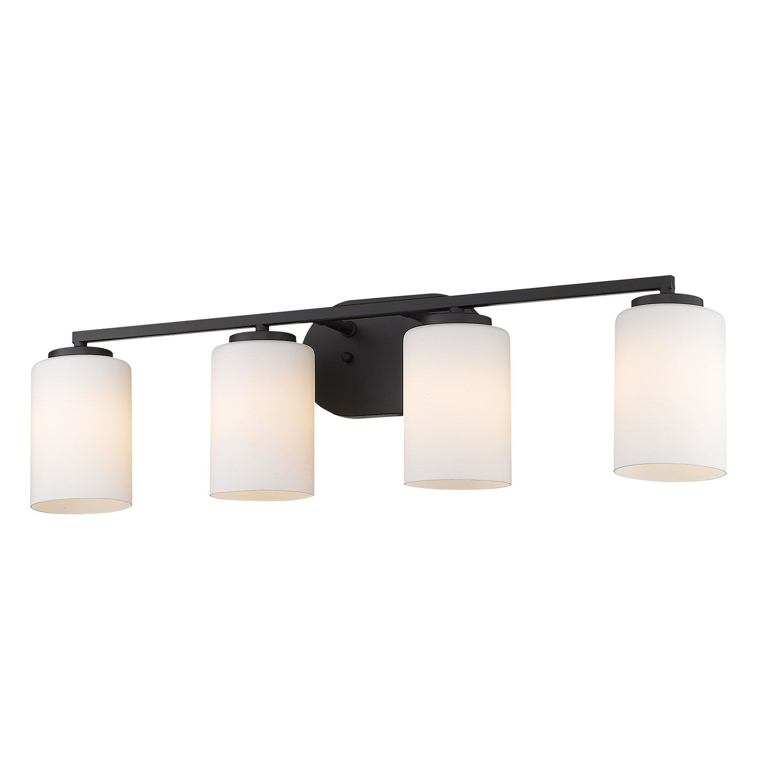Image 4 Manhattan 27 1/2" Wide 4-Light Vanity Light in Matte Black with Opal more views
