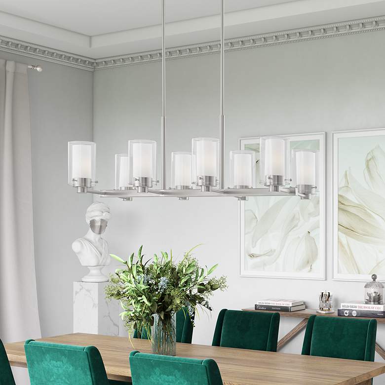 Image 1 Manhattan 32.75-in 8-Light Brushed Nickel Linear Chandelier