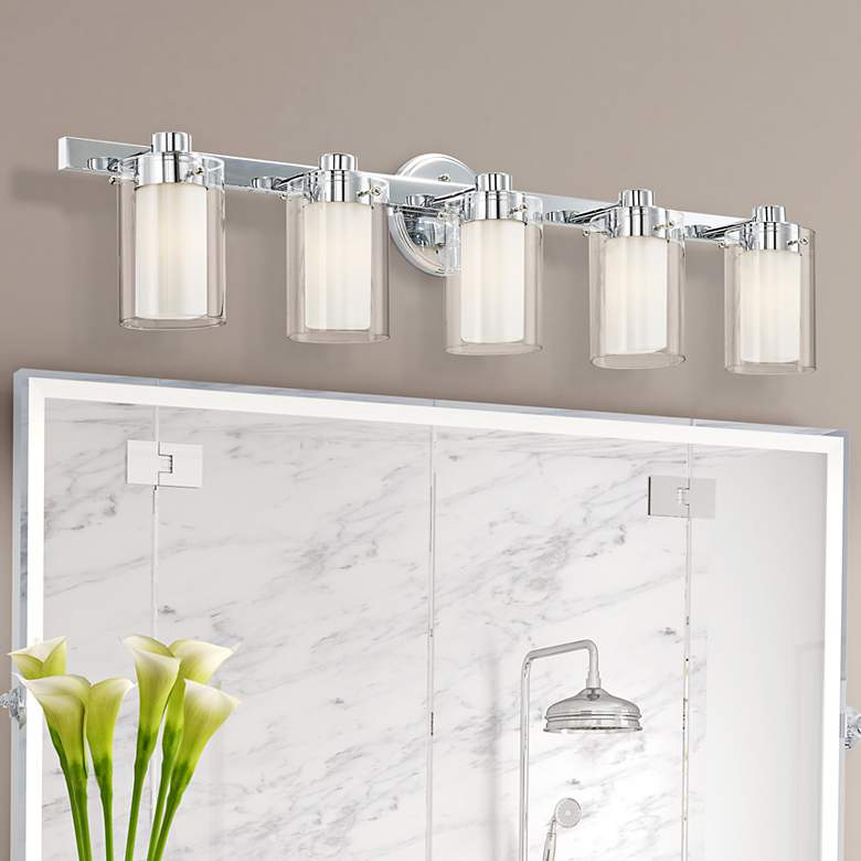 Image 2 Manhattan 35 1/2" Wide Polished Chrome 5-Light Bath Light