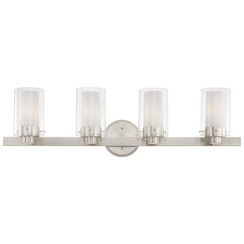 Image 1 Manhattan 4-Light 8.75-in Brushed Nickel Cylinder Vanity Light
