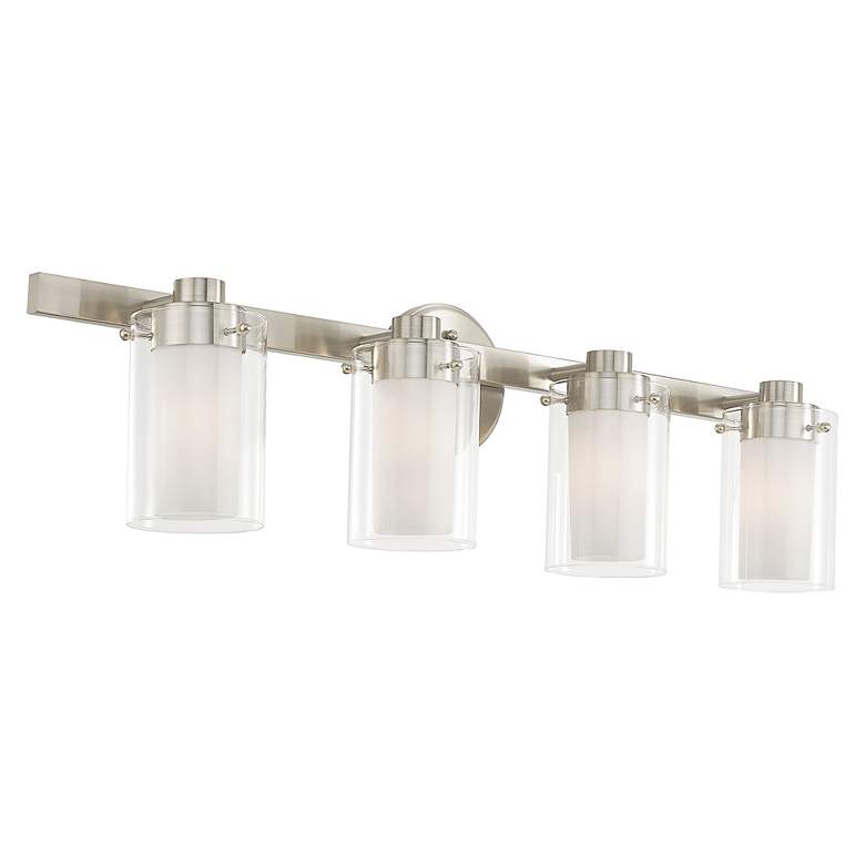 Image 6 Manhattan 4-Light 8.75-in Brushed Nickel Cylinder Vanity Light more views