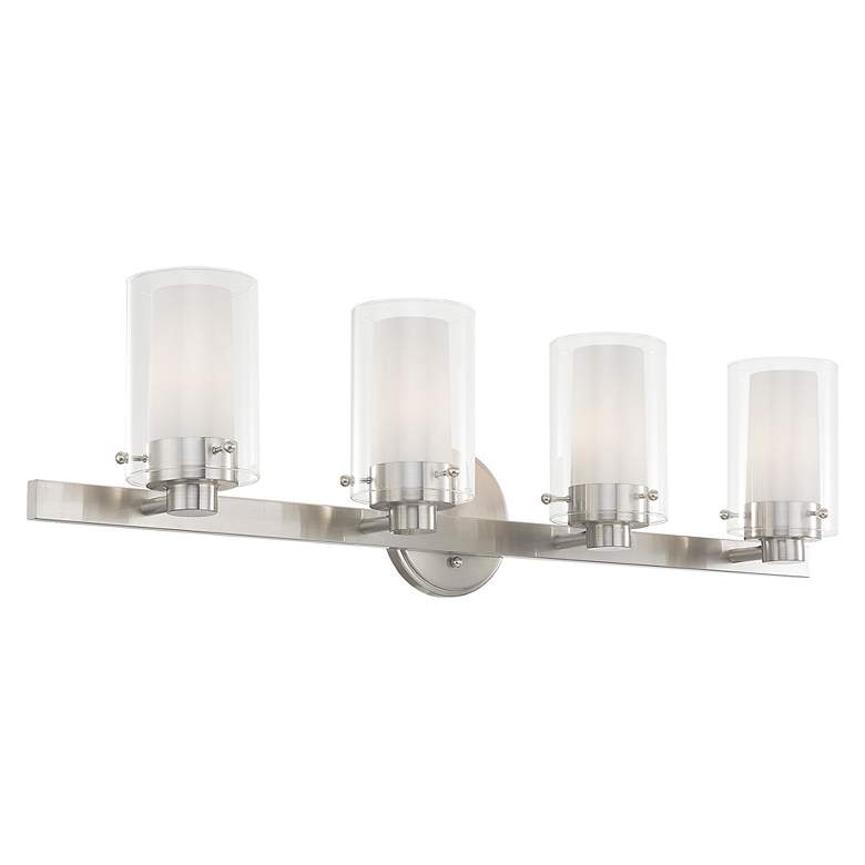 Image 7 Manhattan 4-Light 8.75-in Brushed Nickel Cylinder Vanity Light more views