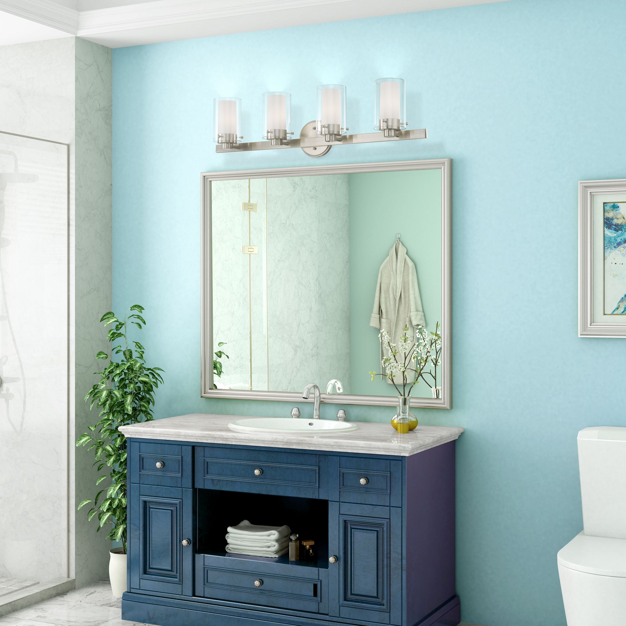 Manhattan 4-Light 8.75-in Brushed Nickel Cylinder Vanity Light