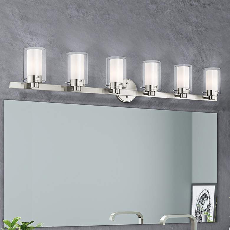 Image 1 Manhattan 47 1/2" Wide Brushed Nickel 6-Light Bath Light