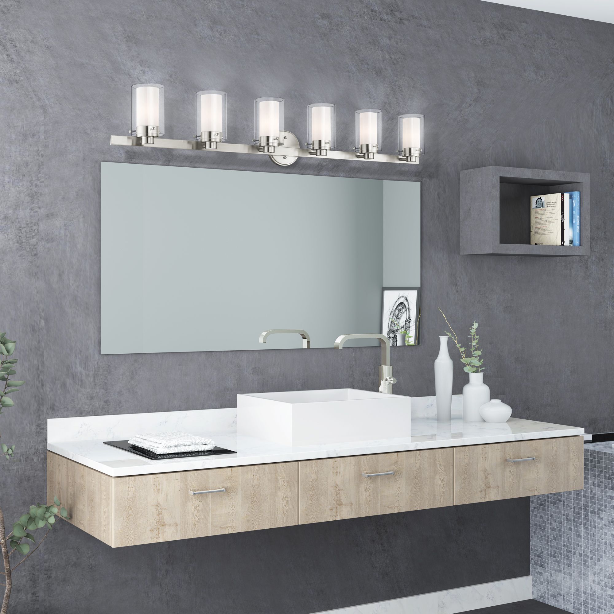 Manhattan 47 1/2" Wide Brushed Nickel 6-Light Bath Light