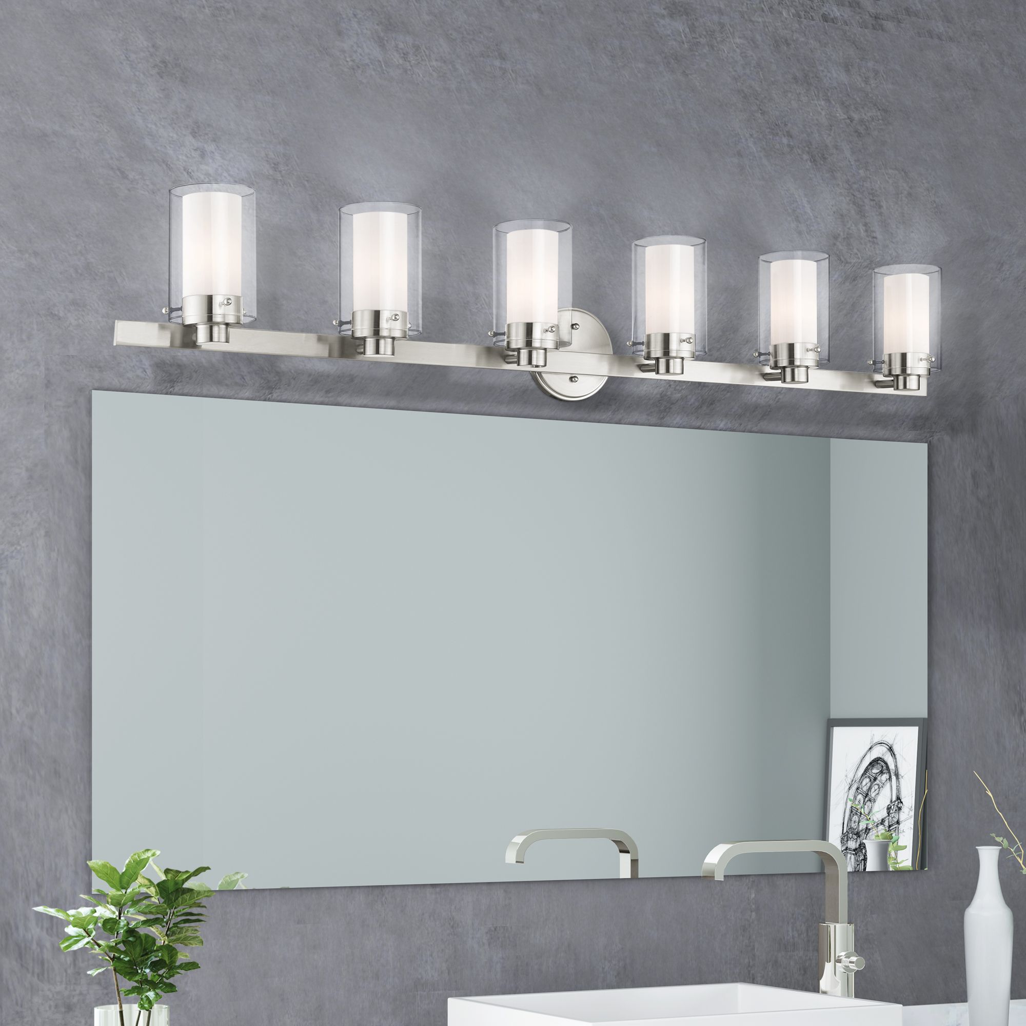 Manhattan 47 1/2" Wide Brushed Nickel 6-Light Bath Light
