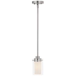 Manhattan 5" Wide Modern Brushed Nickel Double Glass Mini Pendant