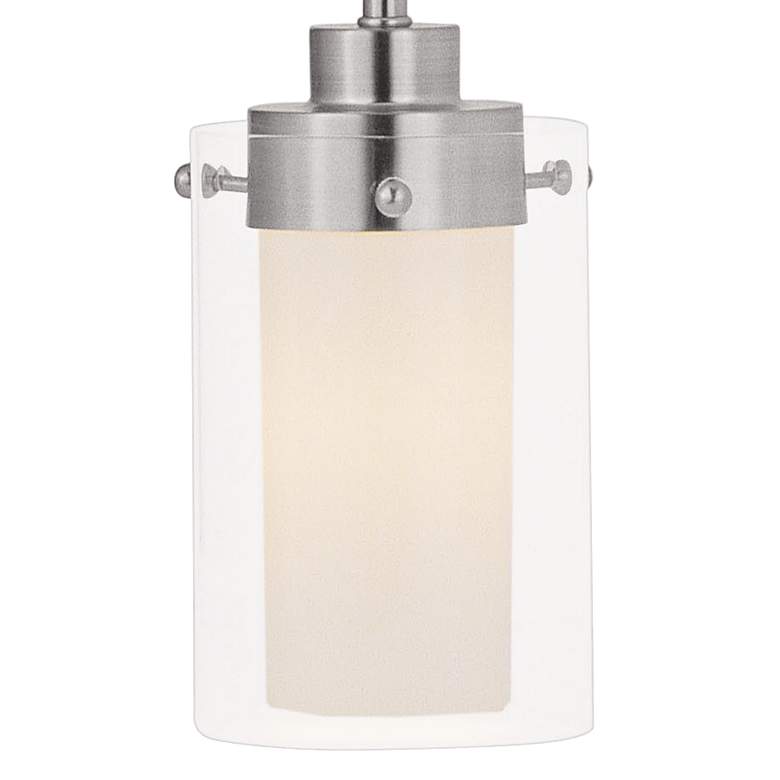 Image 3 Manhattan 5" Wide Modern Brushed Nickel Double Glass Mini Pendant more views