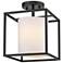 Manhattan 9" Wide Matte Black 1-Light Semi-Flush With Modern White Sha