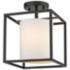 Manhattan 9" Wide Matte Black 1-Light Semi-Flush With Modern White Sha