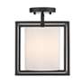 Thumbnail2 of Manhattan 9" Wide Matte Black 1-Light Semi-Flush With Modern White Sha more views