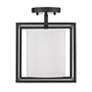Thumbnail3 of Manhattan 9" Wide Matte Black 1-Light Semi-Flush With Modern White Sha more views