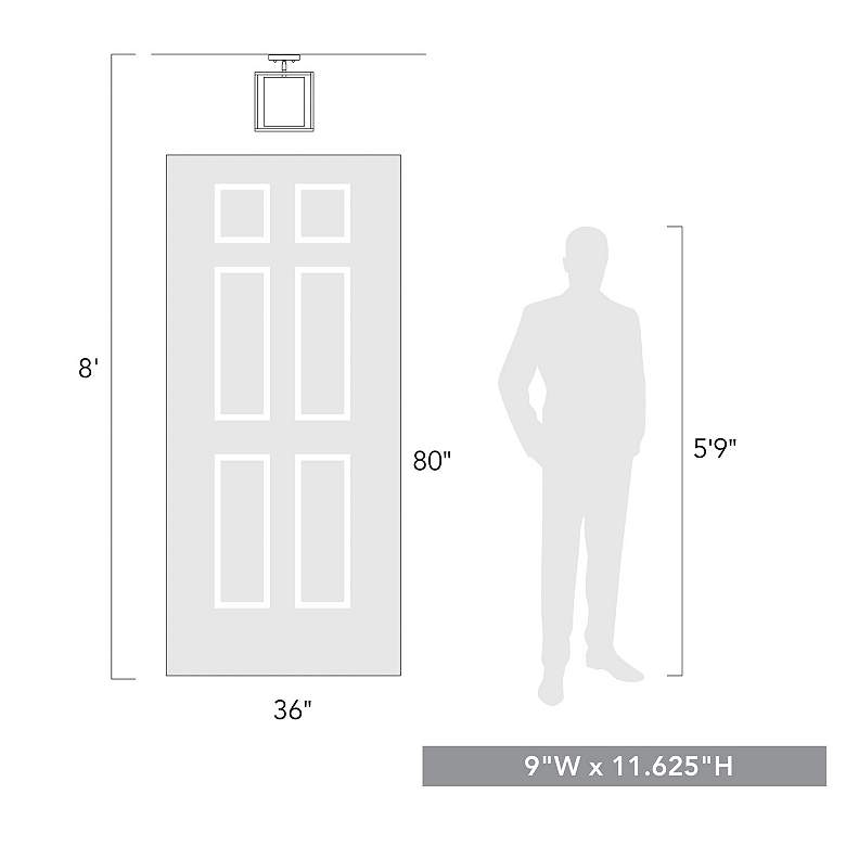 Image 5 Manhattan 9" Wide Matte Black 1-Light Semi-Flush With Modern White Sha more views