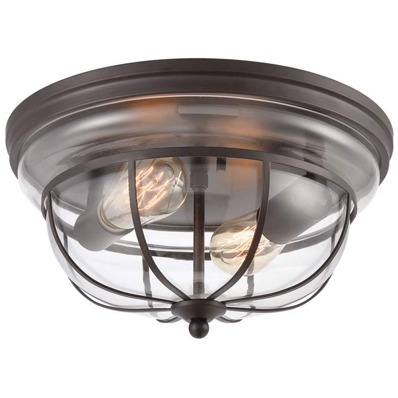 Image 1 Manhattan Boutique 13" Wide 2-Light Flush Mount - Oil Rubbed Bronze