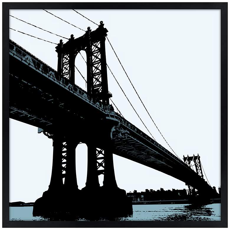 Image 1 Manhattan Bridge 21" Square Black Giclee Wall Art