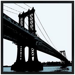 Manhattan Bridge 26&quot; Square Black Giclee Wall Art
