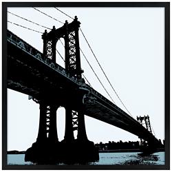 Manhattan Bridge 31&quot; Square Black Giclee Wall Art