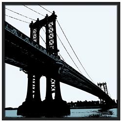 Manhattan Bridge 37&quot; Square Black Giclee Wall Art
