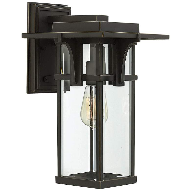 Image 1 Manhattan Bronze 15" High Clear Glass Outdoor Wall Light