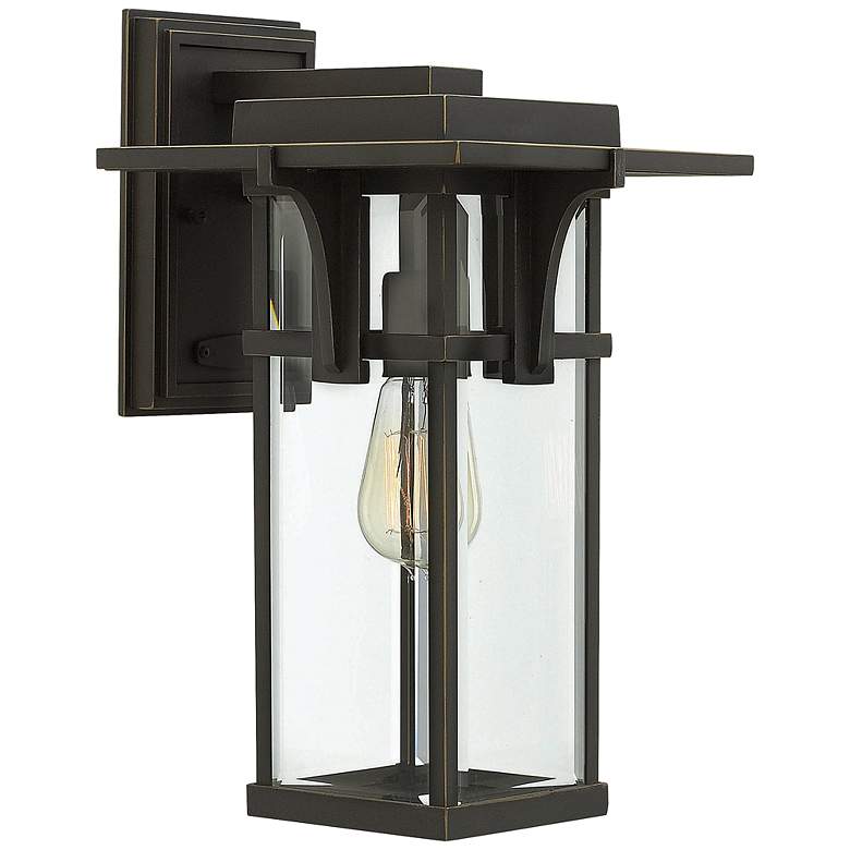 Image 1 Manhattan Bronze 15 inch High Clear Glass Outdoor Wall Light