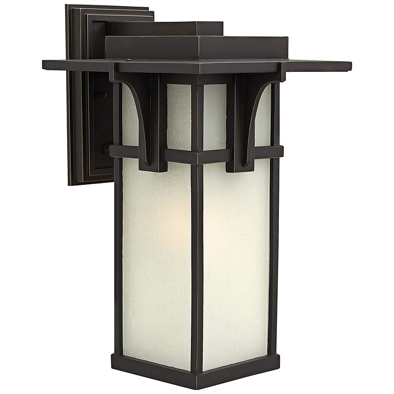 Image 1 Manhattan Bronze 18 1/2 inch High Etched Glass Outdoor Wall Light