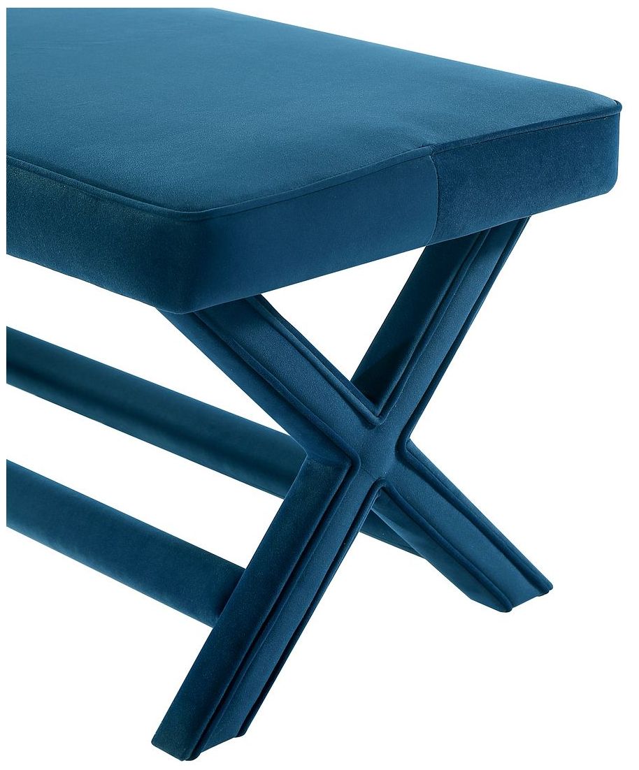 Image 5 Manhattan Comfort Abigail Velvet Upholstered Bench in Blue more views