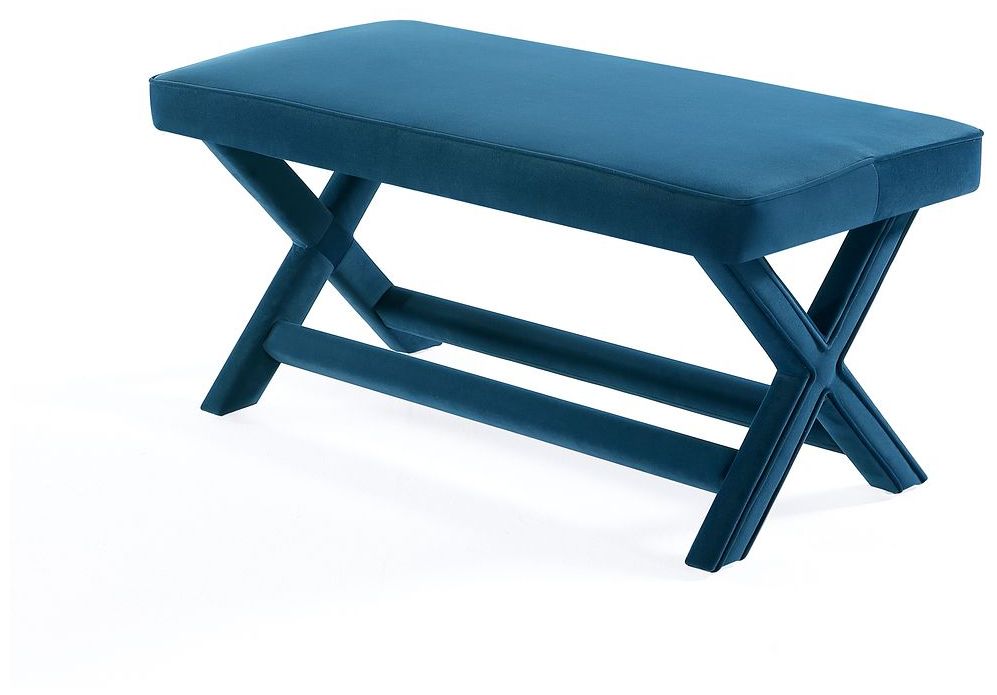 Image 6 Manhattan Comfort Abigail Velvet Upholstered Bench in Blue more views