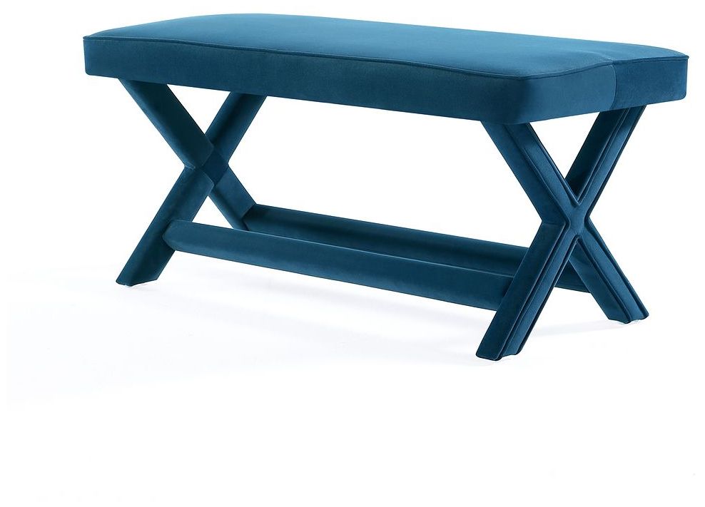 Image 7 Manhattan Comfort Abigail Velvet Upholstered Bench in Blue more views