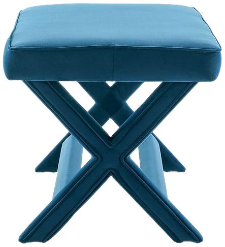 Manhattan Comfort Abigail Velvet Upholstered Bench in Blue